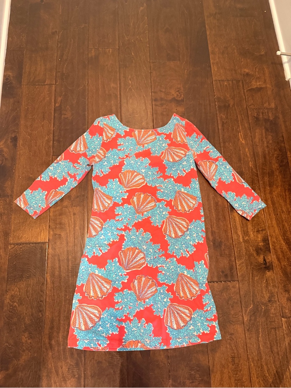 Lilly Pulitzer Coral and Aqua Shell-Print Dress